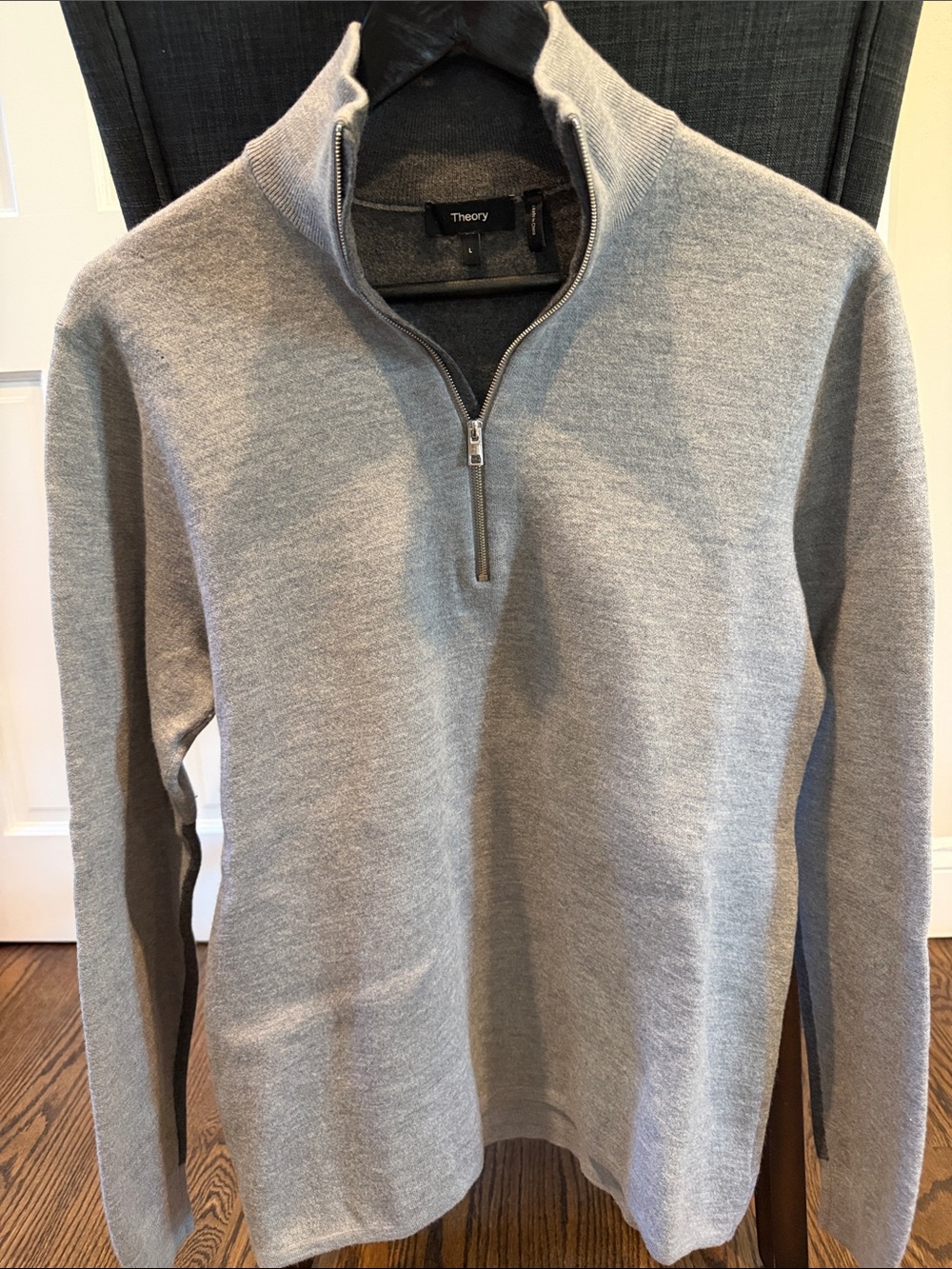 Theory Men's Light Grey Half-Zip Sweater
